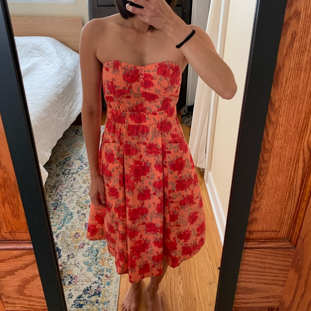 H&M bustier top fit and flare floral dress